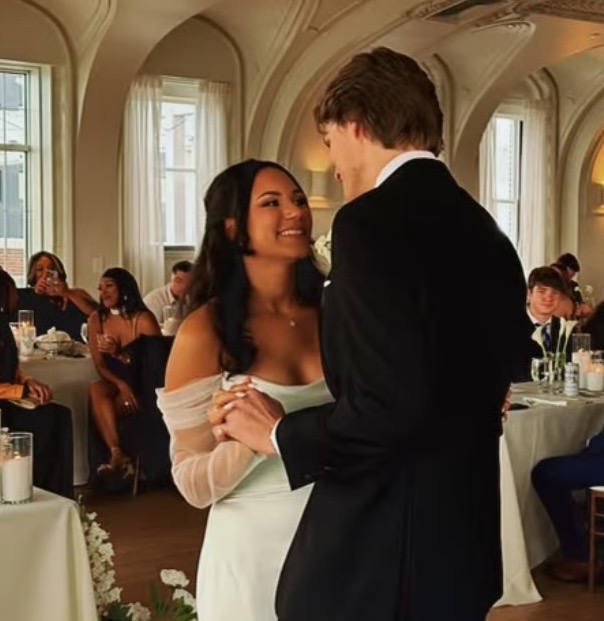 Bride and groom sharing their first dance at the Ellis Wedding
